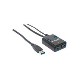 HUB USB,MANHATTAN,162302, V3.0 4 PTOS CON FUENTE, NEGRO MANHATTAN 162302