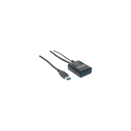 HUB USB,MANHATTAN,162302, V3.0 4 PTOS CON FUENTE, NEGRO MANHATTAN 162302