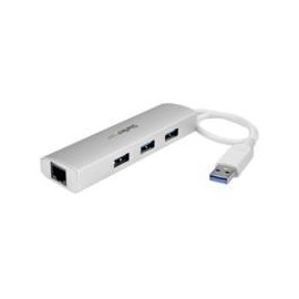 HUB USB 3.0 DE 3 PUERTOS - CONCENTRADOR DE 3 PUERTOS USB 3.0 CON ADAPTADOR DE RED ETHERNET GIGABIT - HUB PORTATIL DE ALUMINIO -