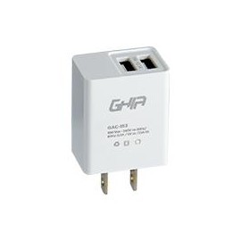 CARGADOR DE PARED GHIA CON DOS SALIDAS USB 2.1A / 1.0A GHIA GAC-153