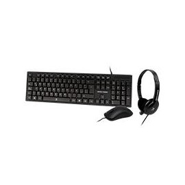 TECLADO / MOUSE USB Y DIADEMA 3.5MM PERFECT CHOICE NEGRO PERFECT CHOICE PC-201717