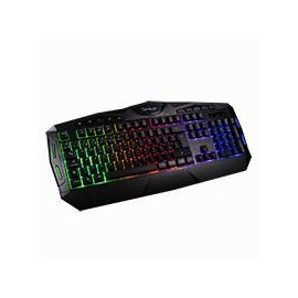 TECLADO MEMBRANA EXTENDIDO OCELOT / ALAMBRICO / PLASTICO / NEGRO / ILUMINACION TIPO ARCOIRIS / TECLAS MULTIMEDIA / GAMER OCELOT