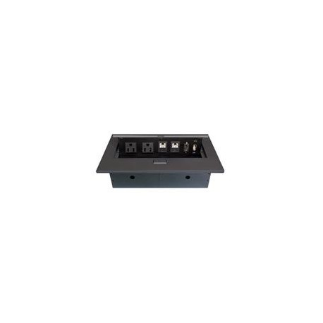 CAJA BROBOTIX PARA MESA HDMI X1, USB X1, CORRIENTE X2, RJ45 CAT6 X2, NEGRO BROBOTIX 170906