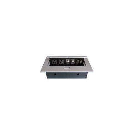 CAJA BROBOTIX PARA MESA HDMI X1, USB X1, CORRIENTE X2, RJ45 CAT6 X2, PLATA BROBOTIX 171224