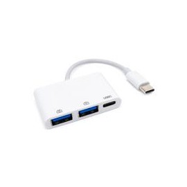 CONVERTIDOR DOCKING BROBOTIX USB-C MACHO A USB-A V3.0 X2, USB-C X1, COLOR BLANCO BROBOTIX 6000311