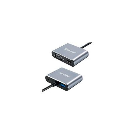 DOCKING STATION BROBOTIX 4 EN 1, USB-C MACHO X1 A HDMI 2K Y 4K X1, SVGA X1, USB-A V3.0 X 1, USB-C HEMBRA X1, COLOR PLATA BROBOT