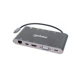 DOCKING USB,MANHATTAN,152808,-C 11 PTOS, HDMI / MINI DP / VGA, USB-C PD / 3XUSBV3.2, RED / AUDIO / SD / MICRO SD MANHATTAN 1528