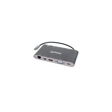 DOCKING USB,MANHATTAN,152808,-C 11 PTOS, HDMI / MINI DP / VGA, USB-C PD / 3XUSBV3.2, RED / AUDIO / SD / MICRO SD MANHATTAN 1528