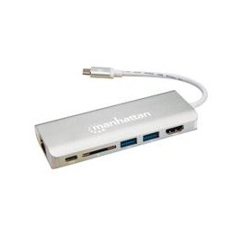 DOCKING USB,MANHATTAN,152075,-C 6 PTOS, HDMI, USB-C PD / 2XUSBV3.2, RED / SDS MANHATTAN 152075