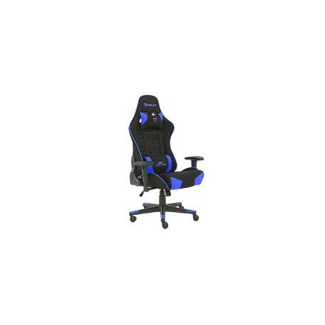 SILLA GAMER DE TELA OCELOT / COLOR AZUL CON NEGRO / BASE REFORZADA DE NYLON / DESCANSA BRAZOS AJUSTABLES / ANGULO DE INCLINACIO