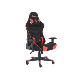 SILLA GAMER DE TELA OCELOT / COLOR NEGRO CON ROJO / BASE REFORZADA DE NYLON / DESCANSA BRAZOS AJUSTABLES / ANGULO DE INCLINACIO