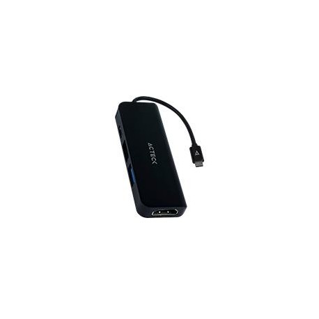 HUB ACTECK GATE 4P DH645 / USB C / 4 PUERTOS / USB C - 2X USB A - HDMI / 10 CM / NEGRO / AC-934640 ACTECK AC-934640